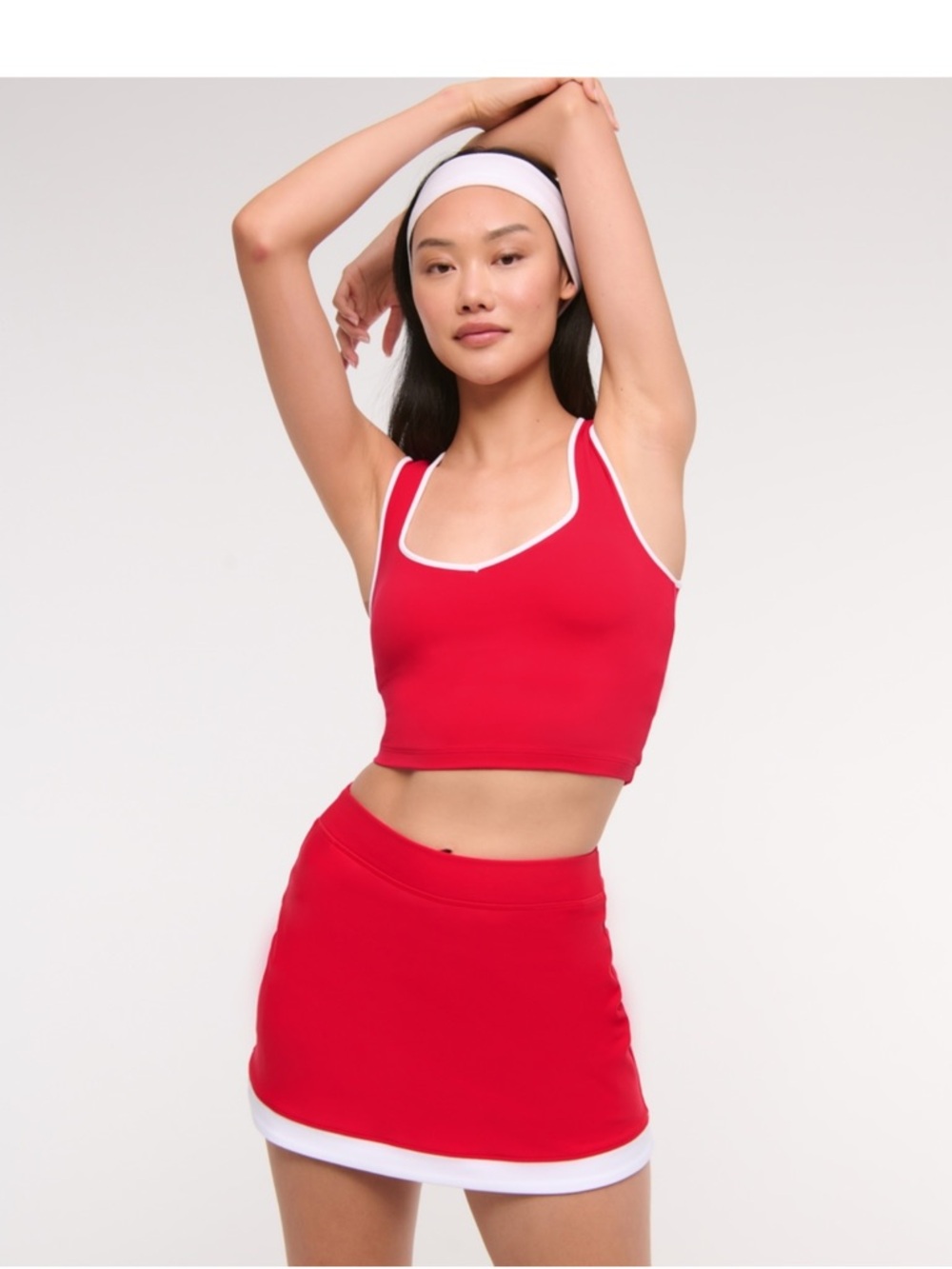 Women's Red Contrast-Trim Crop Tank